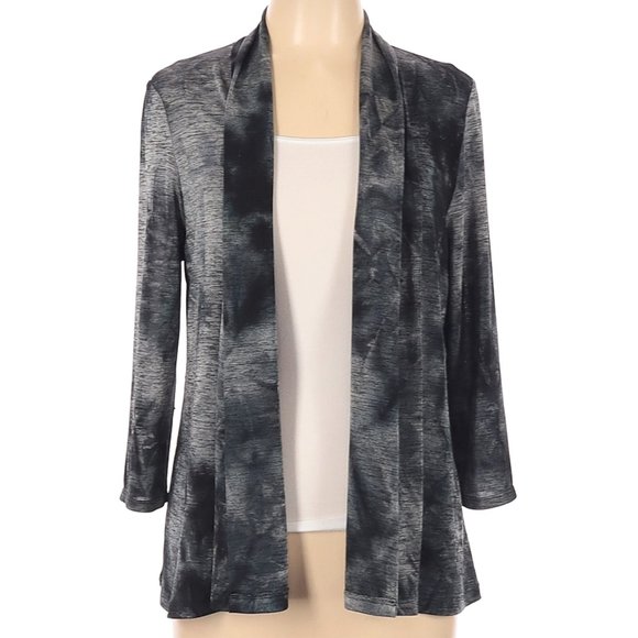 Alberto Makali Tie Dye Cardigan Tunic Top Open Front Top Black Gray Sz L - Picture 6 of 6